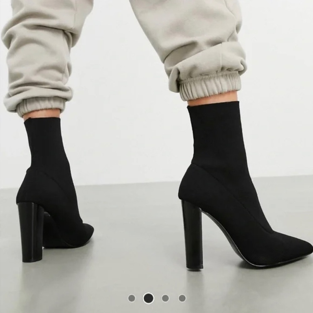 Asos Design Enhance block heel sock boot